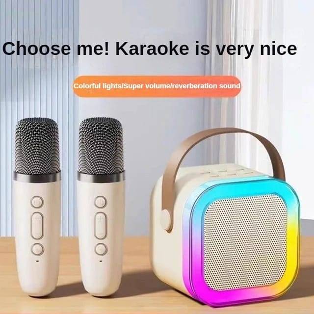 K12 Mini Portable Karaoke Bluetooth Speaker Dual Microphone Audio 
